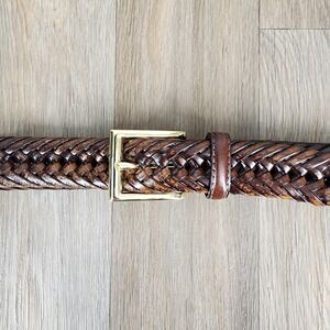 Woven‎ Leather Belt Brown Braided Mens Size 42 Casual Dress Belt Vintage